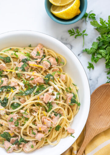 Creamy Salmon Pasta with Spinach - The Petite Cook™