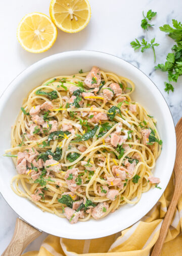 Creamy Salmon Pasta with Spinach - The Petite Cook™