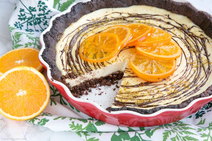 A crispy chocolatey gluten-free crust paired with a sweet and tangy ricotta and orange filling.