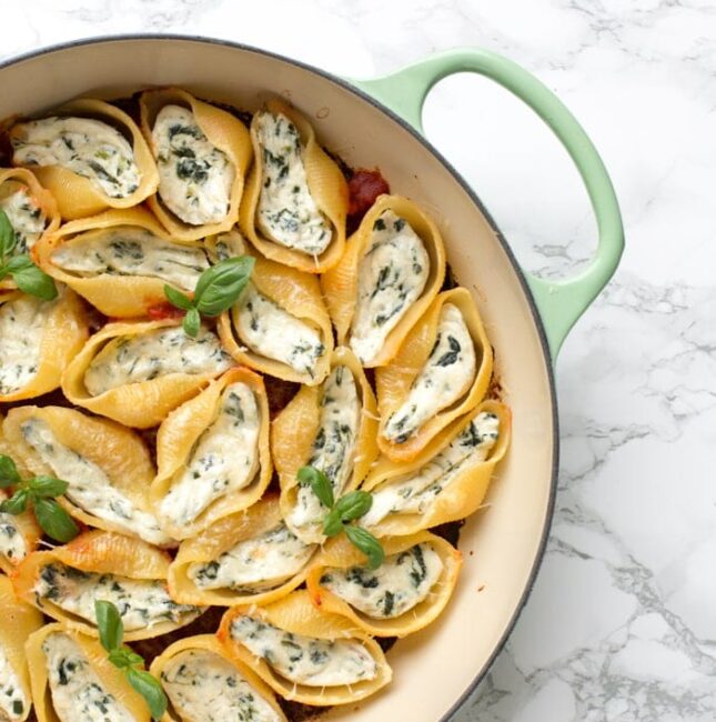 Spinach & Ricotta Stuffed Pasta Shells - The Petite Cook™