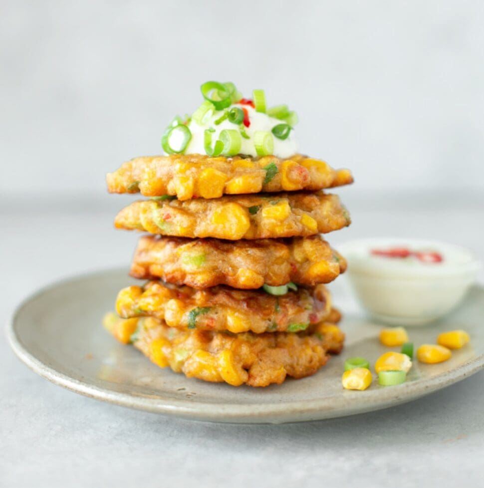 Sweetcorn Fritters With Yogurt Dip - The Petite Cook™