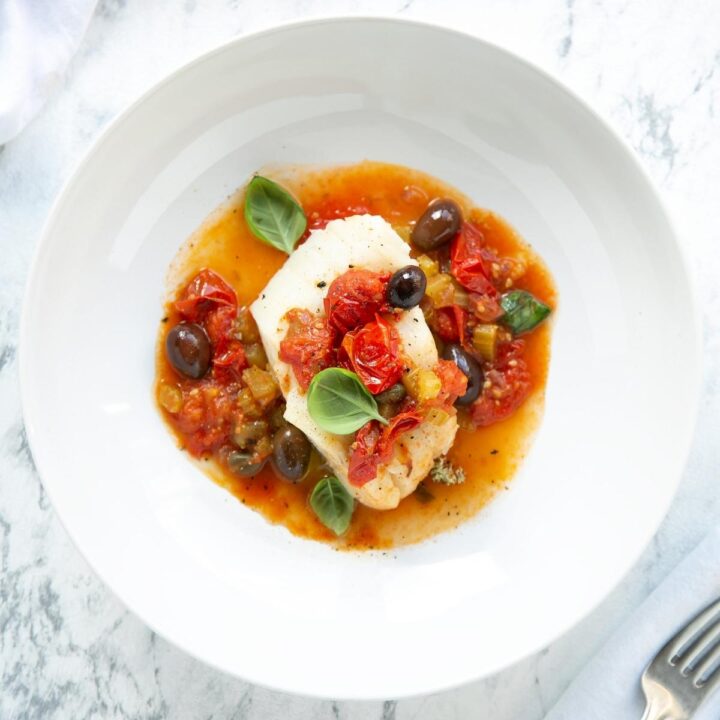 Cod Puttanesca - Sicilian Fish Stew - The Petite Cook™