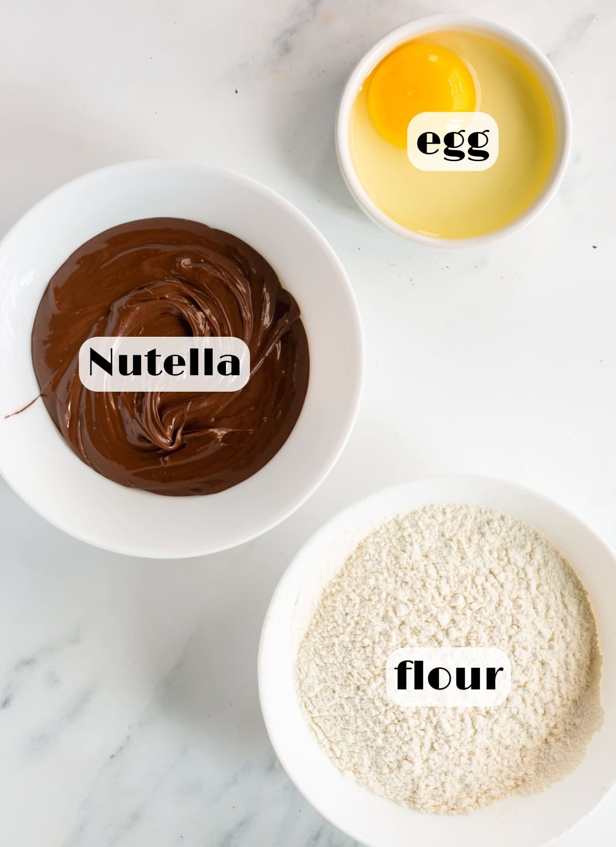 nutella cookies ingredients: nutella, flour, egg.