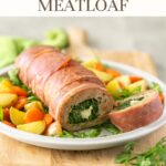 ground chicken meatloaf, image with text for Pinterest.