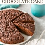 ricotta cheese chocolate cake.Image with text for Pinterest.