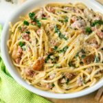 italian sausage and mushroom pasta.