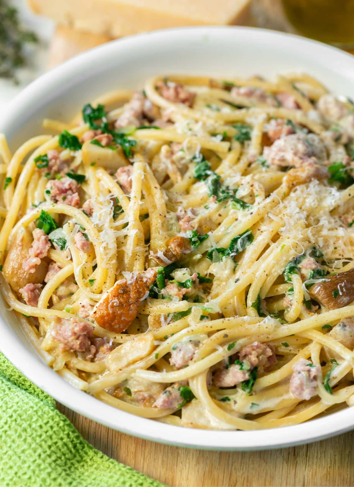 pasta mushroom sausage.