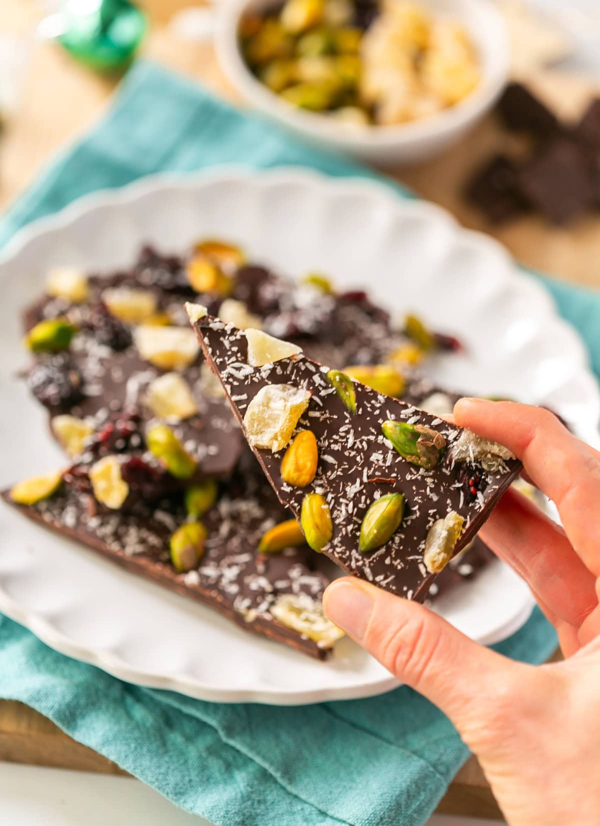 Christmas bark with chocolate.